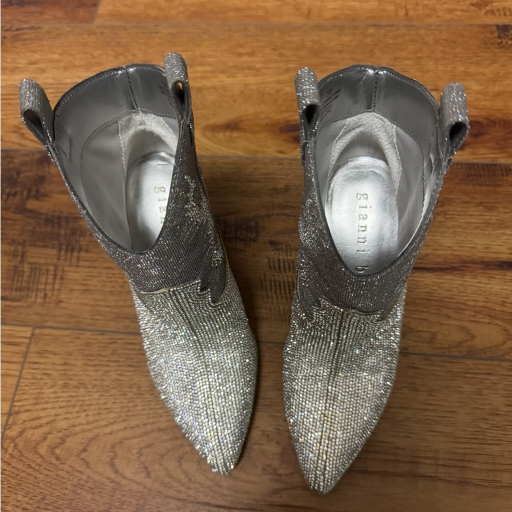 Gianni Bini Silver Heeled Boots with Pointed Toe